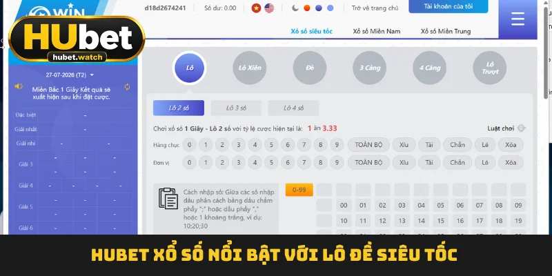 HUBET Xổ Số nổi bật với lô đề siêu tốc